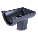 RWO2- Marshall Tufflex Half Round 114mm Gutter Stopend Outlet - To Fit 68mm Round Pipe