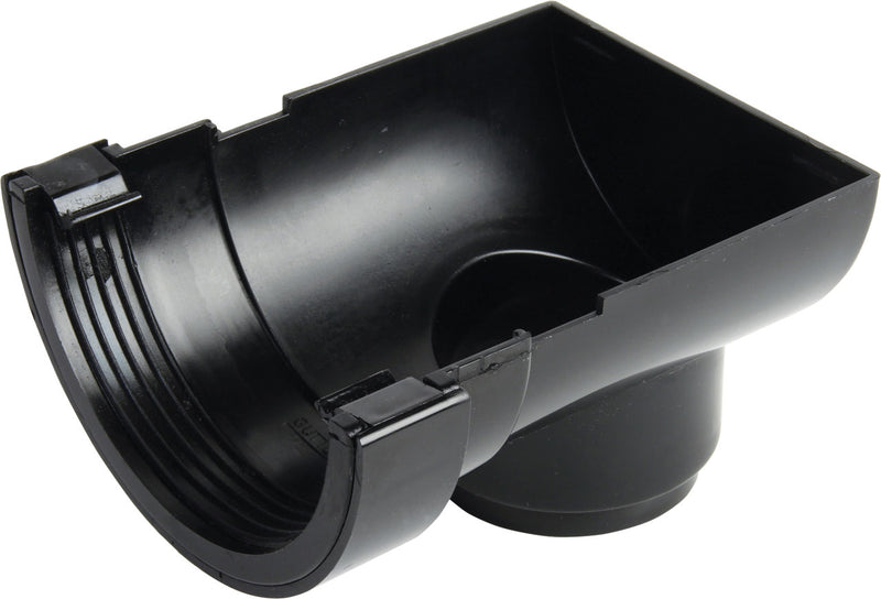 0T007 - Osma  112mm Half Round Stopend Outlet  - Connects to 68mm Round Downpipe