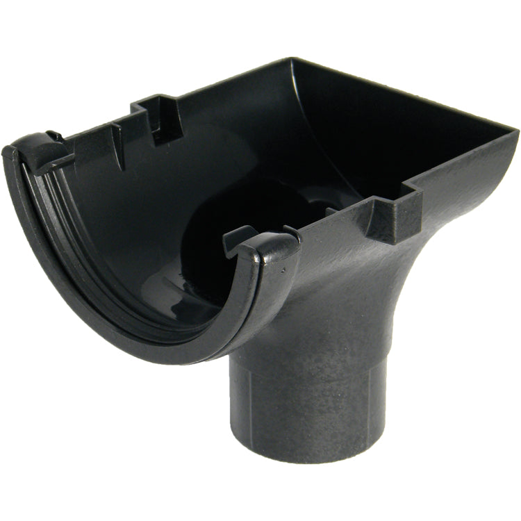 RO2CI -Floplast "Cast Iron" Style 112mm Half Round Gutter Stopend Outlet