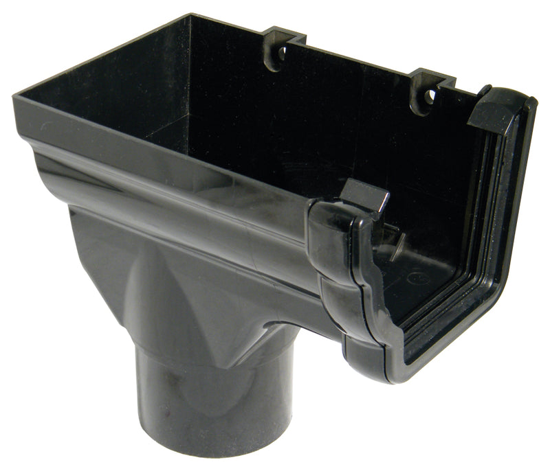 RON5 - Floplast 110mm Niagara Stopend Outlet Left Handed - Connects to 80mm Round Downpipe