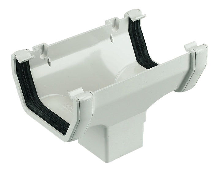 ROS1 - Floplast 114mm Square Line Running Outlet - Connects to 65mm Square Downpipe