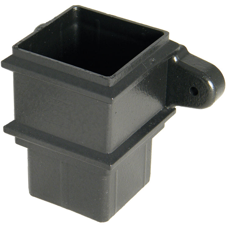 RSS2CI - Floplast "Cast Iron" Style 65mm Square Downpipe Pipe Socket With Fixing  Lugs